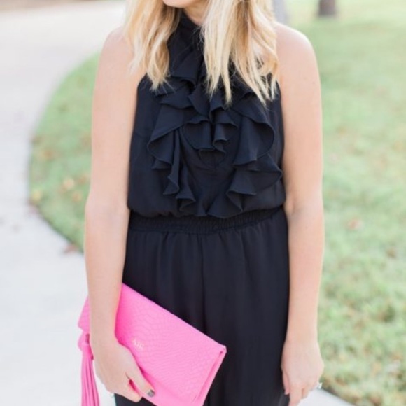 Sheer Top Ruffle Chocolate Brown Halter Dress - Picture 1 of 5